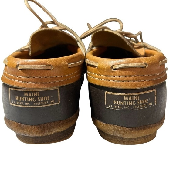 VINTAGE Mens LL BEAN Maine Hunting Shoe Boots Duck Leather Rubber Mocs 8M - Picture 3 of 10